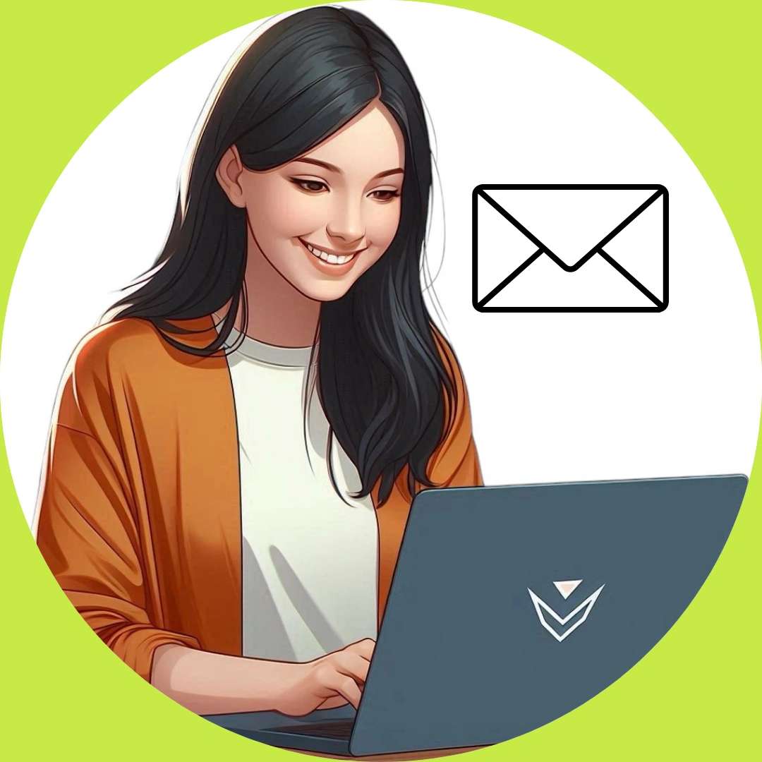 Person opening email and smiling